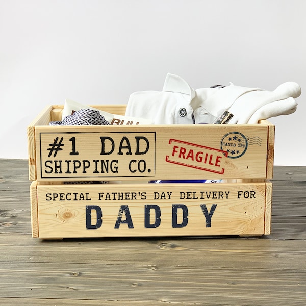 Personalised Father's Day Special Delivery Crate, Wooden Father's Day Gift Crate - Birthday Gift Box Idea For Dad, Daddy, Step Dad, Grandad