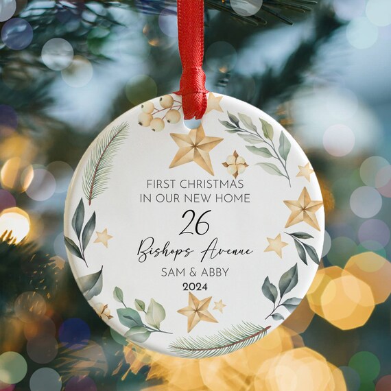 Tarjeta De Navidad Personalizada "Amigos En Nuevo Hogar" – Hecha A Mano – Casa De Jengibre (Marvello)
