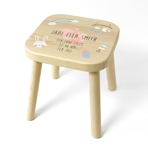 Personalised Wooden Stool: New Baby Keepsake Gift