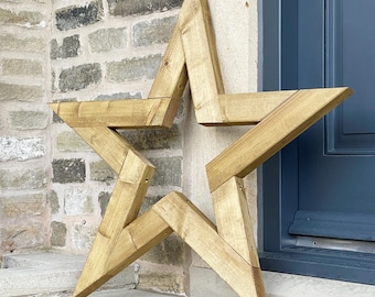 Large Rustic Wooden Star: Christmas Home Decor (85x90cm)