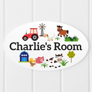 Personalised Kids Farm Animals Door Sign: Bedroom Decor