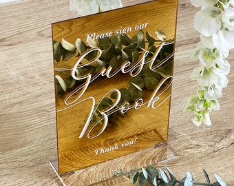 Wedding Reception Guest Book Sign - Freestanding Table Sign - Wedding Décor Sign, Guest Book Sign, Please Sign Our Guest Book Signage