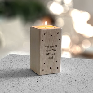 Personalised Custom Wooden Tealight Candle Holder Keepsake Gift - Birthday Gift - Christmas Gift - Anniversary Gift - Thank You Gift