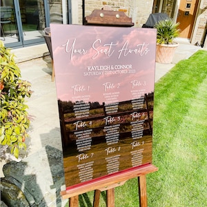 Luxury Acrylic Wedding Table Seating Plan A2 A3 in 40 Colours - Wedding Décor, Seating Chart, Mirror, Pastel, Matt, Pearlescent, Shimmer