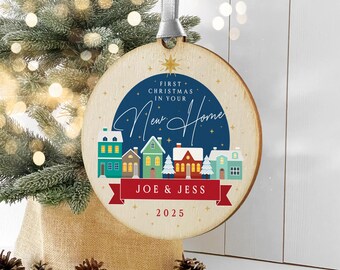 Personalised First Christmas New Home Wooden Bauble Ornament
