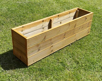 XL Wooden Garden Planter Box: Oak Stained, Heavy Duty, Made To Order