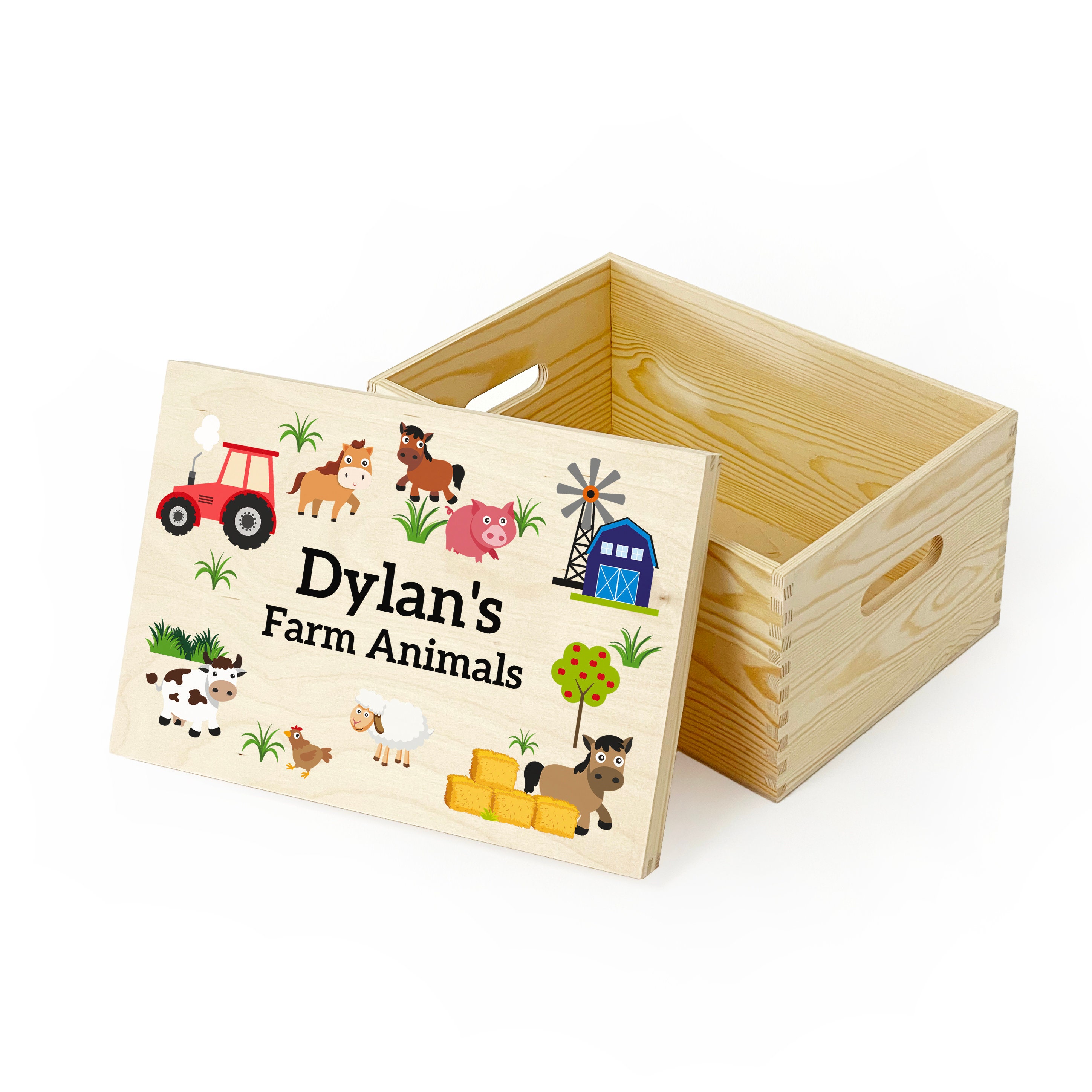 Personalised Farm Animals Wooden Toy Box: Children's Storage - Etsy UK