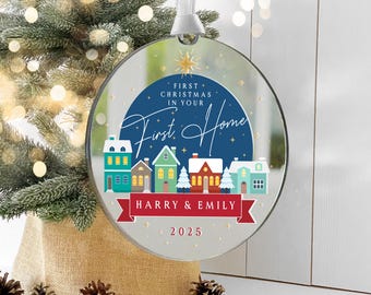 Personalised First Home Christmas Bauble: Mirror Acrylic Ornament