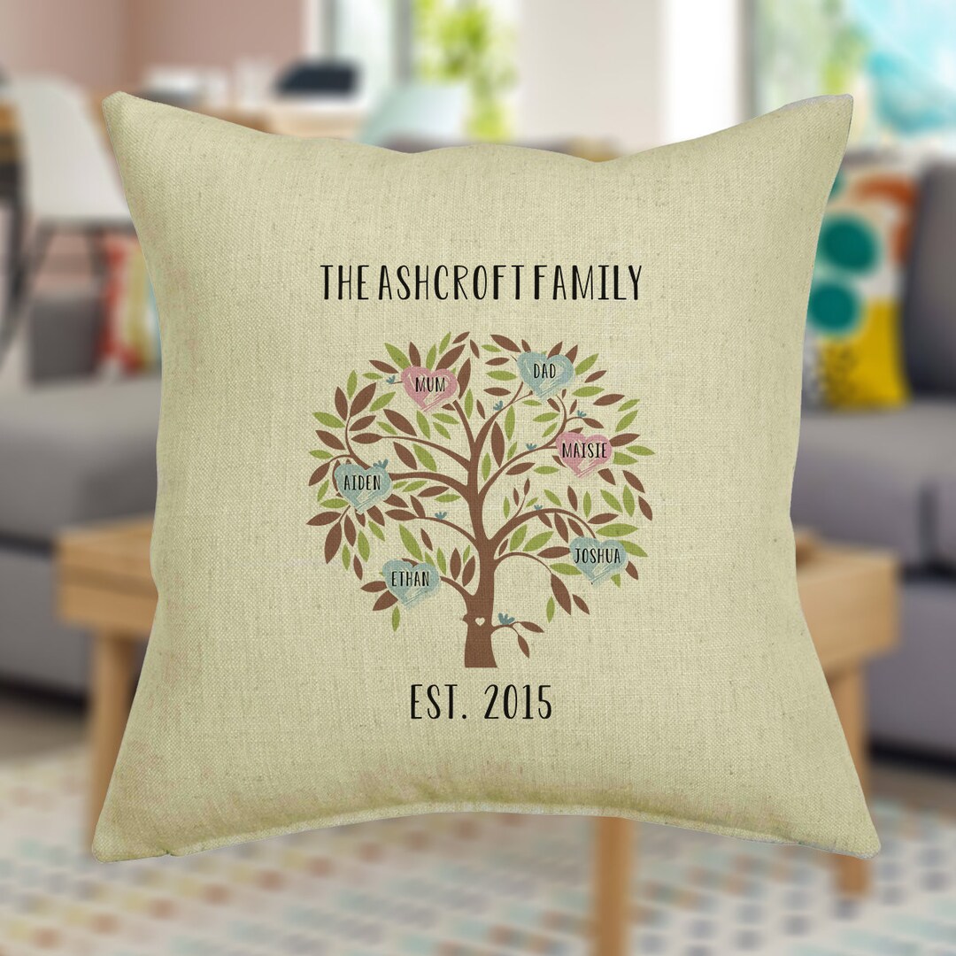 Personalised Family Tree Cushion Cover, Personalise With up to 16 Names ...