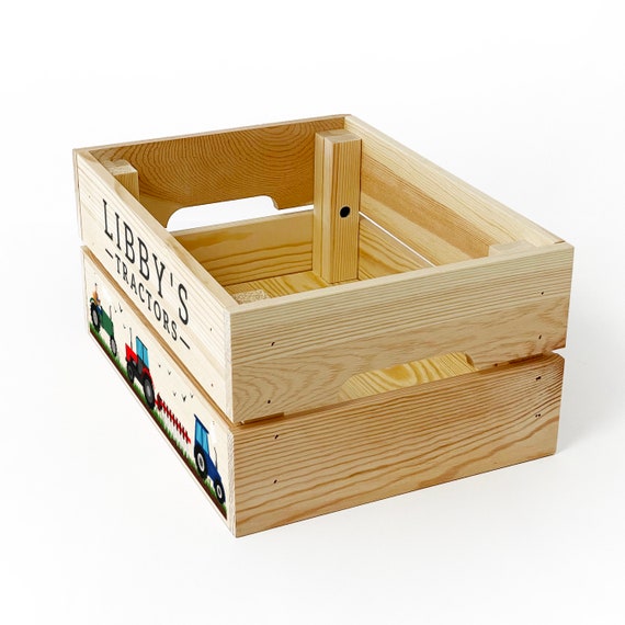 Personalised Kids Toy Farm Vehicles Tractors Wooden Storage Toy Box Crate for Children Kids BOY GIRL Gift for Birthday or Christmas Etsy UK