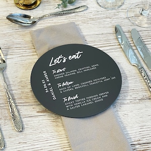 Custom Acrylic Wedding Table Menu Sign: Round, Personalised Décor