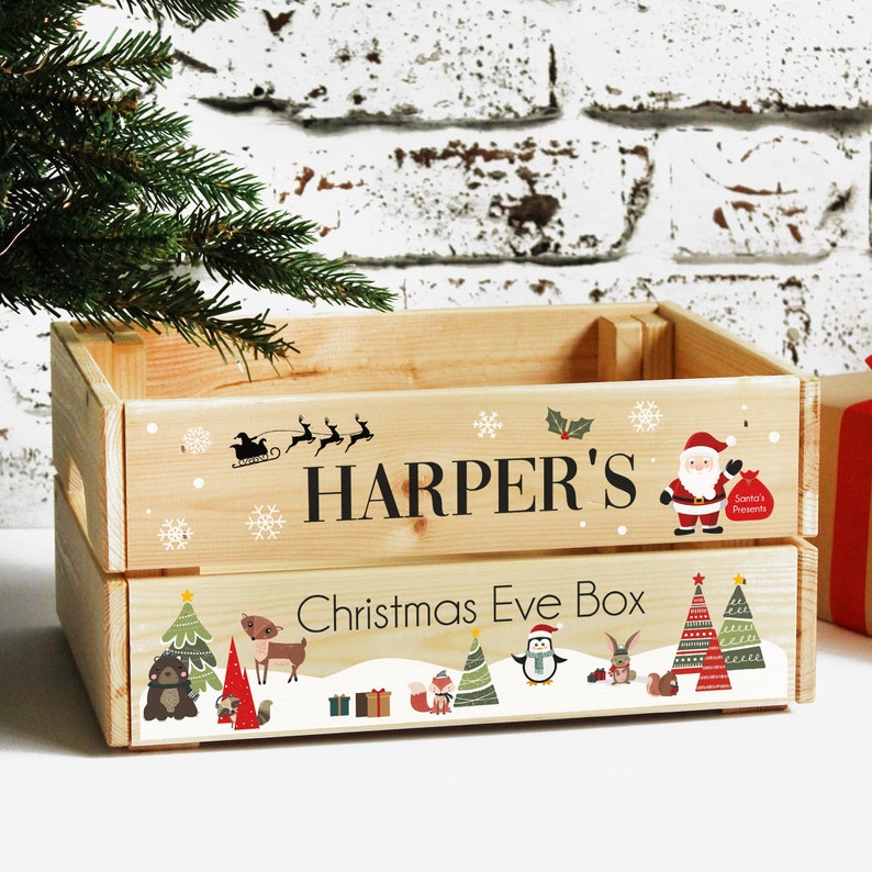 Personalised Children's Christmas Eve Crate Wooden image 0