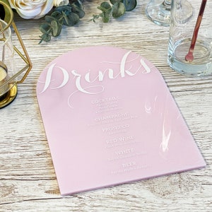 Décoration de table de mariage de luxe Enseigne de menu de boissons en acrylique - Enseigne de décoration de mariage personnalisée de luxe, enseigne de bar, enseigne de boissons, enseigne de cocktail, enseigne de carte des vins