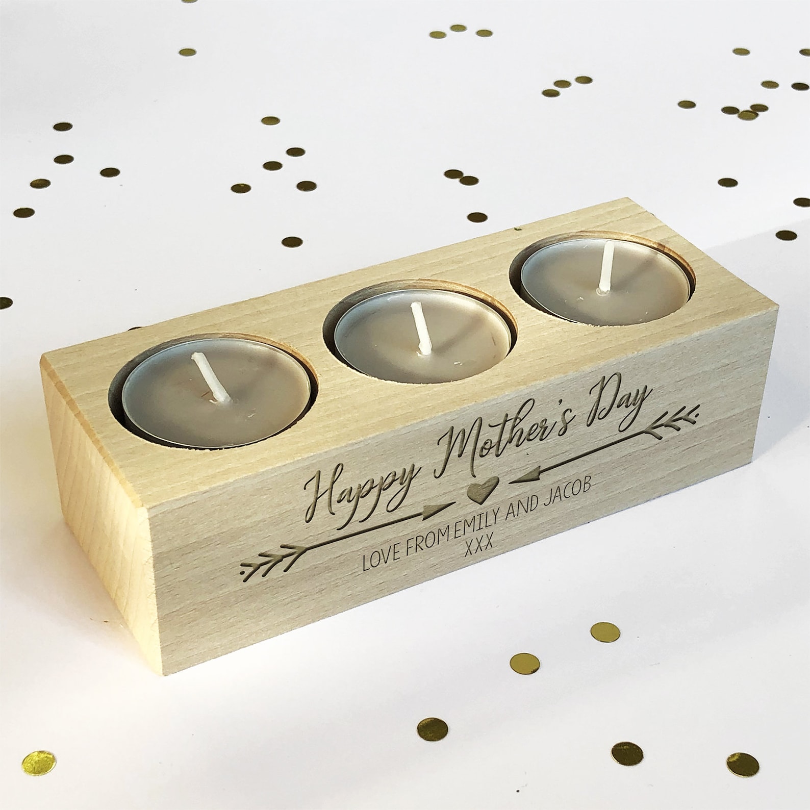 Personalised Wooden Tealight Candle Holder Mother's Day Etsy