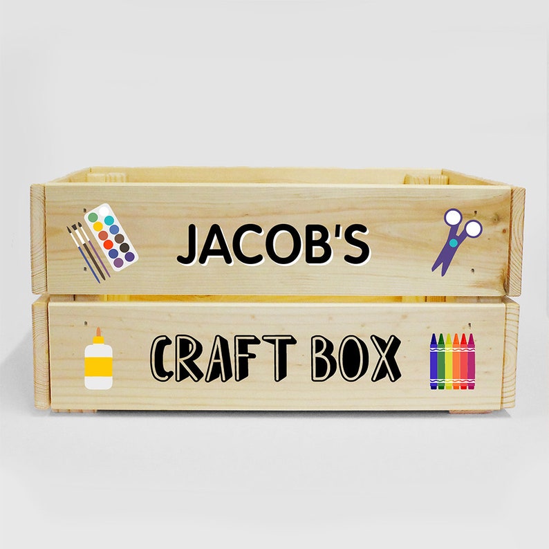 Personalised Wooden Arts & Crafts Box for Kids BOY GIRL Etsy UK