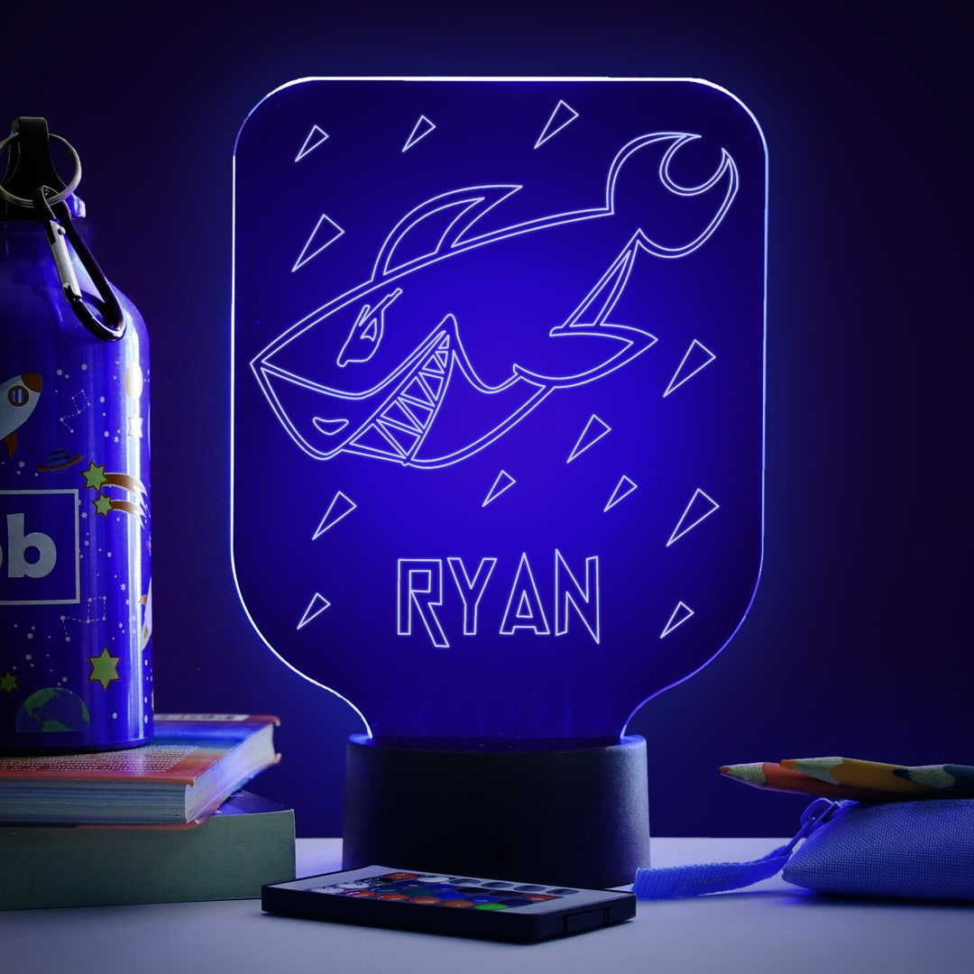 Personalised Shark Night Light for Children's Bedroom Etsy