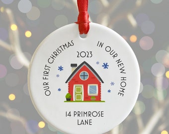 Personalised New Home First Christmas Decoration, 1st Christmas In Your New Home, Xmas Bauble Gift Idea, New House Address Personalised Gift