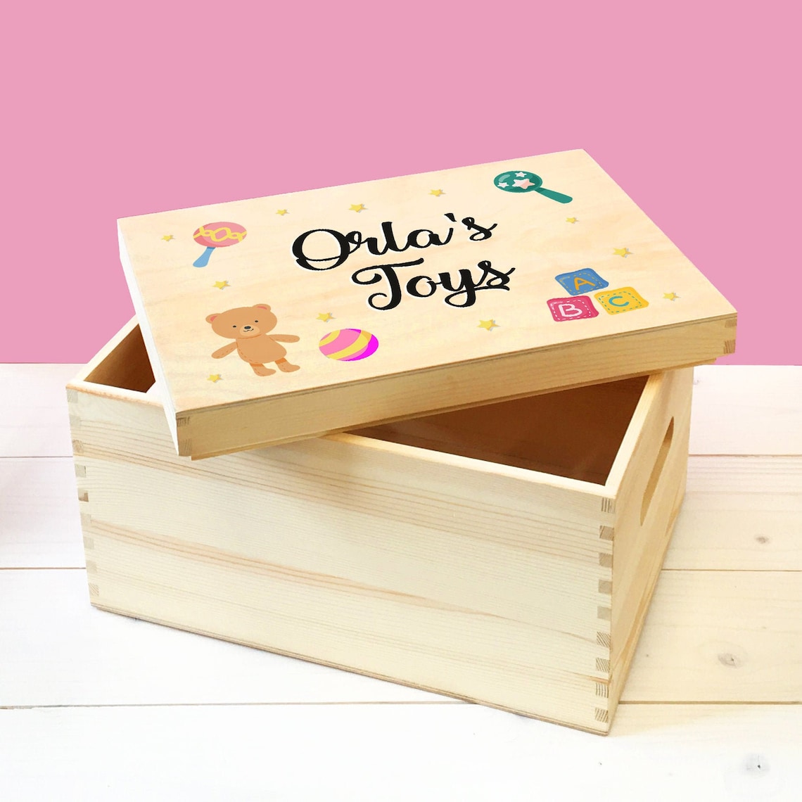 Personalised Wooden Baby Toy Box For Babies & Toddlers Baby Etsy