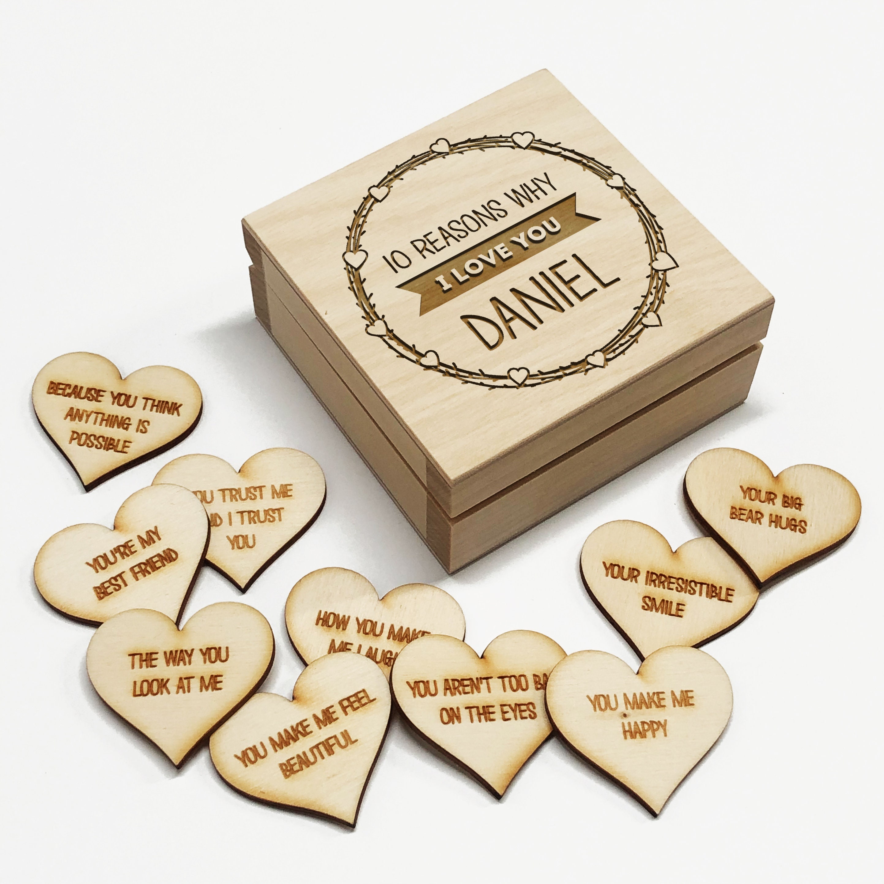 10 Reasons Why I Love You Wooden Box and Hearts Personalised Etsy UK