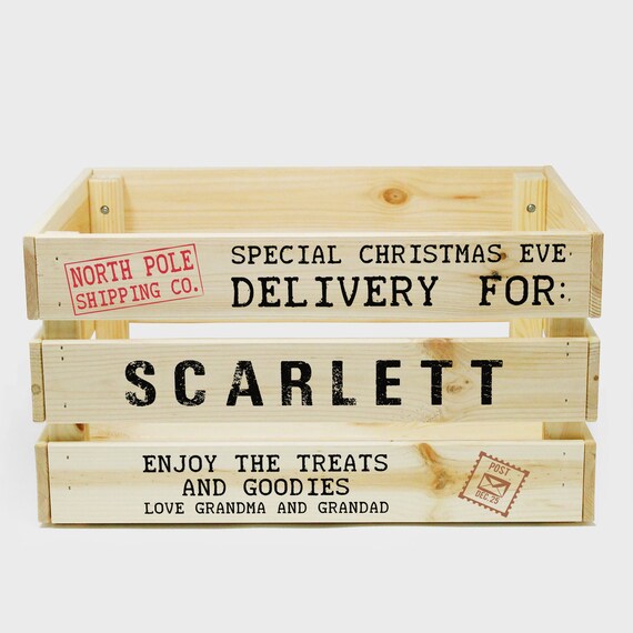 Solid Wooden Xmas Eve Crate Personalised Large Christmas Eve Box Solid Wooden Xmas Eve Crate Personalised Large Christmas Eve Box