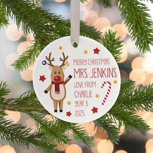 Personalised Teacher Christmas Bauble Gift: Ceramic Ornament