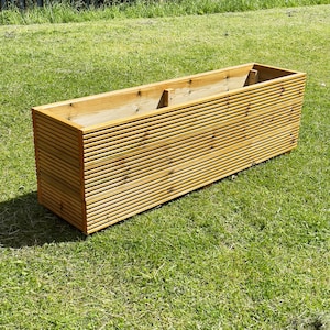 Heavy Duty Wooden Garden Planter Box: Oak Stained, Made To Order