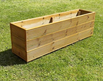 Heavy Duty Wooden Garden Planter Box: Oak Stained, Made To Order