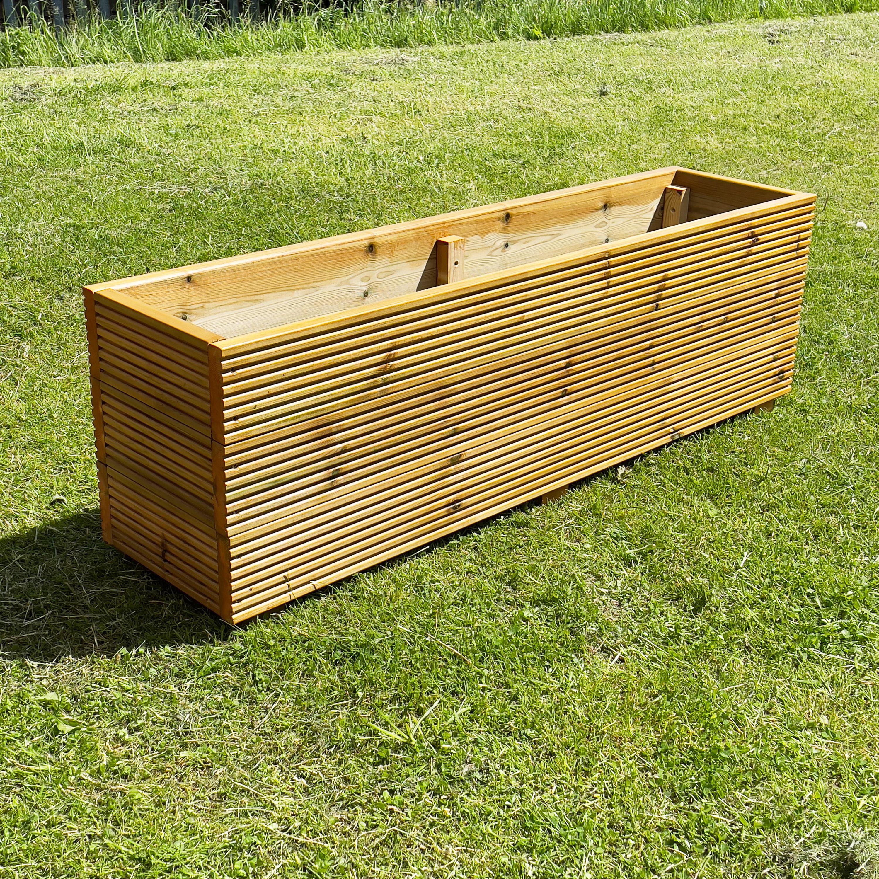 XL Wooden Garden Planter Box: Oak Stained, Heavy Duty, Made to