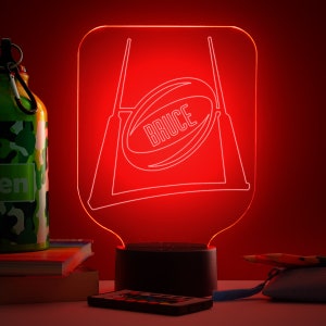 Personalised Rugby Ball Night Light For Children&#39;s Bedroom - Kids Colour Changing LED Night Light, Birthday or Christmas Gift Idea