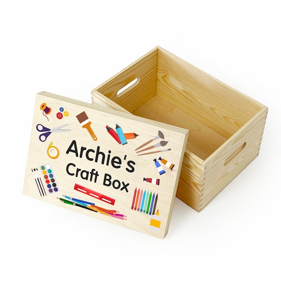 Personalised Children's Arts & Crafts Wooden Storage Box