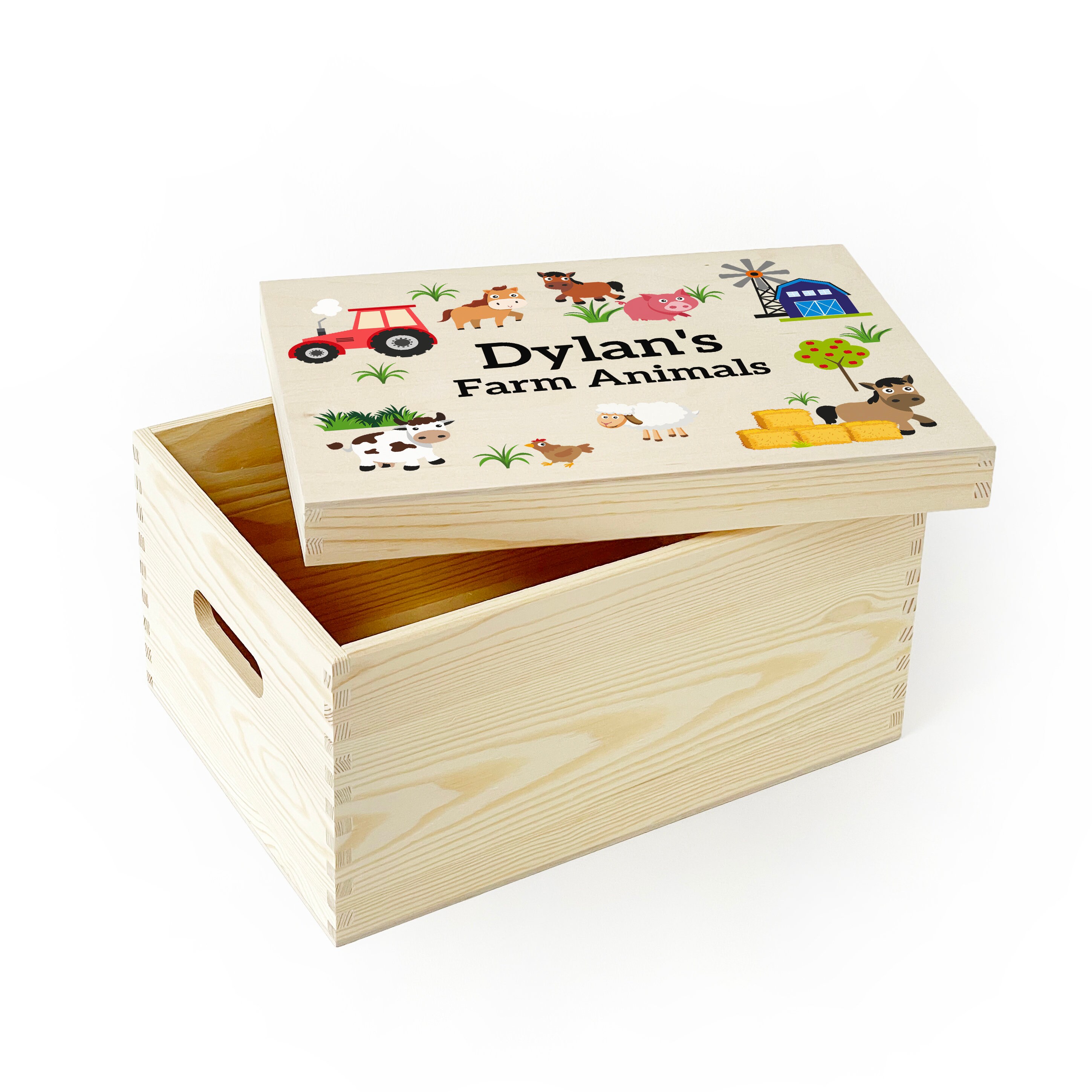 Personalised Farm Animals Wooden Toy Box: Children's Storage - Etsy UK