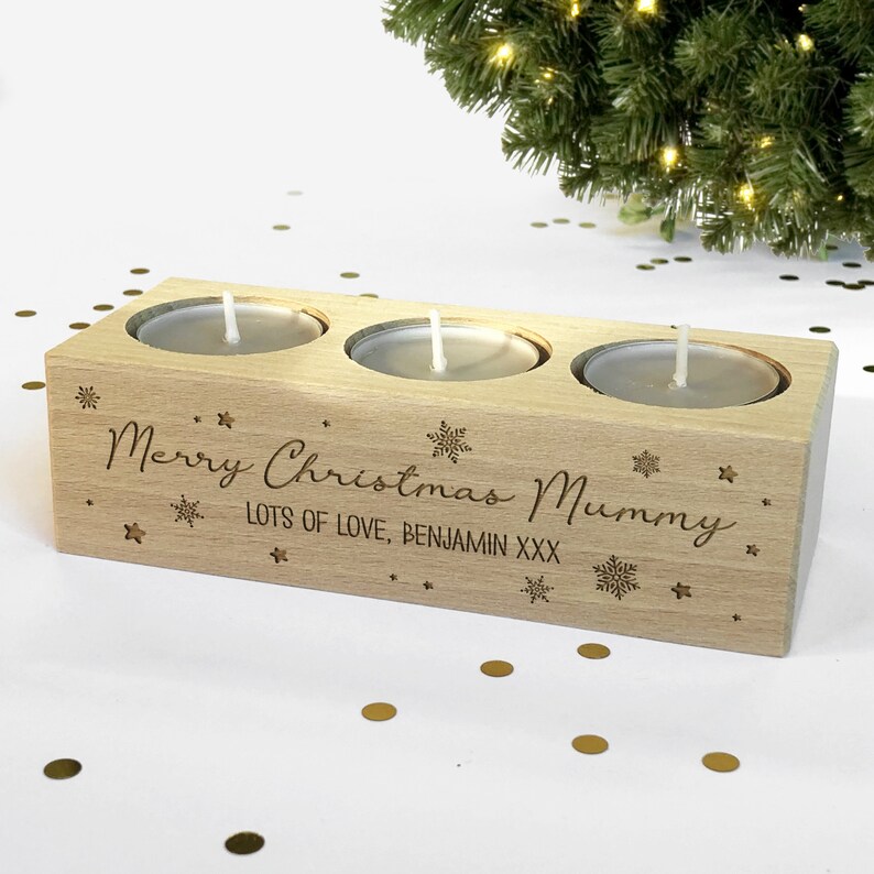Personalised Christmas Tea Light Candle Holder Christmas Gift Etsy UK