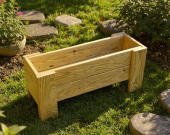 Handmade Wooden Raised Bed Planter Box: Treated Garden Planter