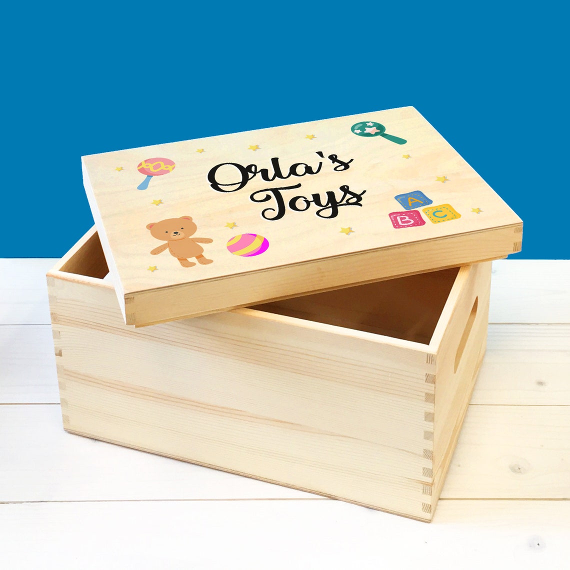 Personalised Wooden Baby Toy Box For Babies & Toddlers Baby Etsy