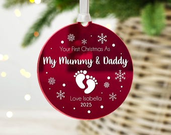Personalised First Christmas As My Mummy & Daddy: New Parents Keepsake Bauble