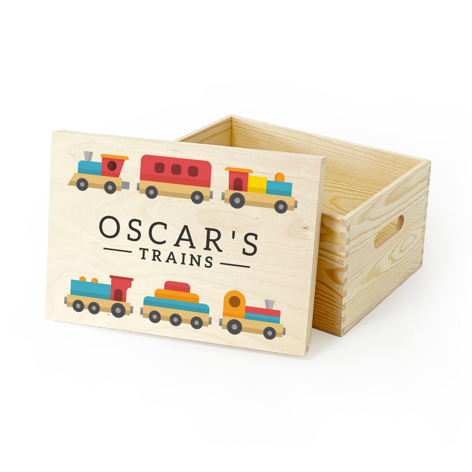 Personalised Wooden Train Toy Box: Kids Bedroom Storage - Etsy