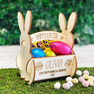 Personalised Easter Egg Bunny Rabbit Basket - Easter Egg Hunts or Kids Easter Gift Idea - Children's Easter Basket For Mini Eggs/Easter Eggs
