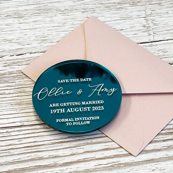 Simple Elegant Acrylic Save The Date Magnets - Luxury Custom Wedding Stationery, Mirror, Pastel, Matt, Pearlescent, Shimmer