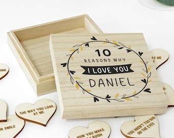 Personalised 10 Reasons Why I Love You Wooden Box