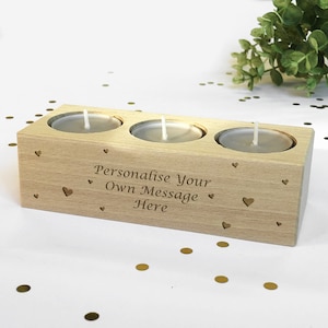 Personalised Tea Light Candle Holder With Message, Birthday, Christmas or Anniversary Gift Idea Personalised with Any Message image 1