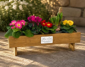 Handmade Wooden Garden Planter Anniversary Gift With Personalised Plaque