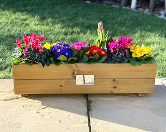 Personalised Wooden Planter Anniversary Gift, Outdoor Garden Flower Box For Anniversaries and Birthdays