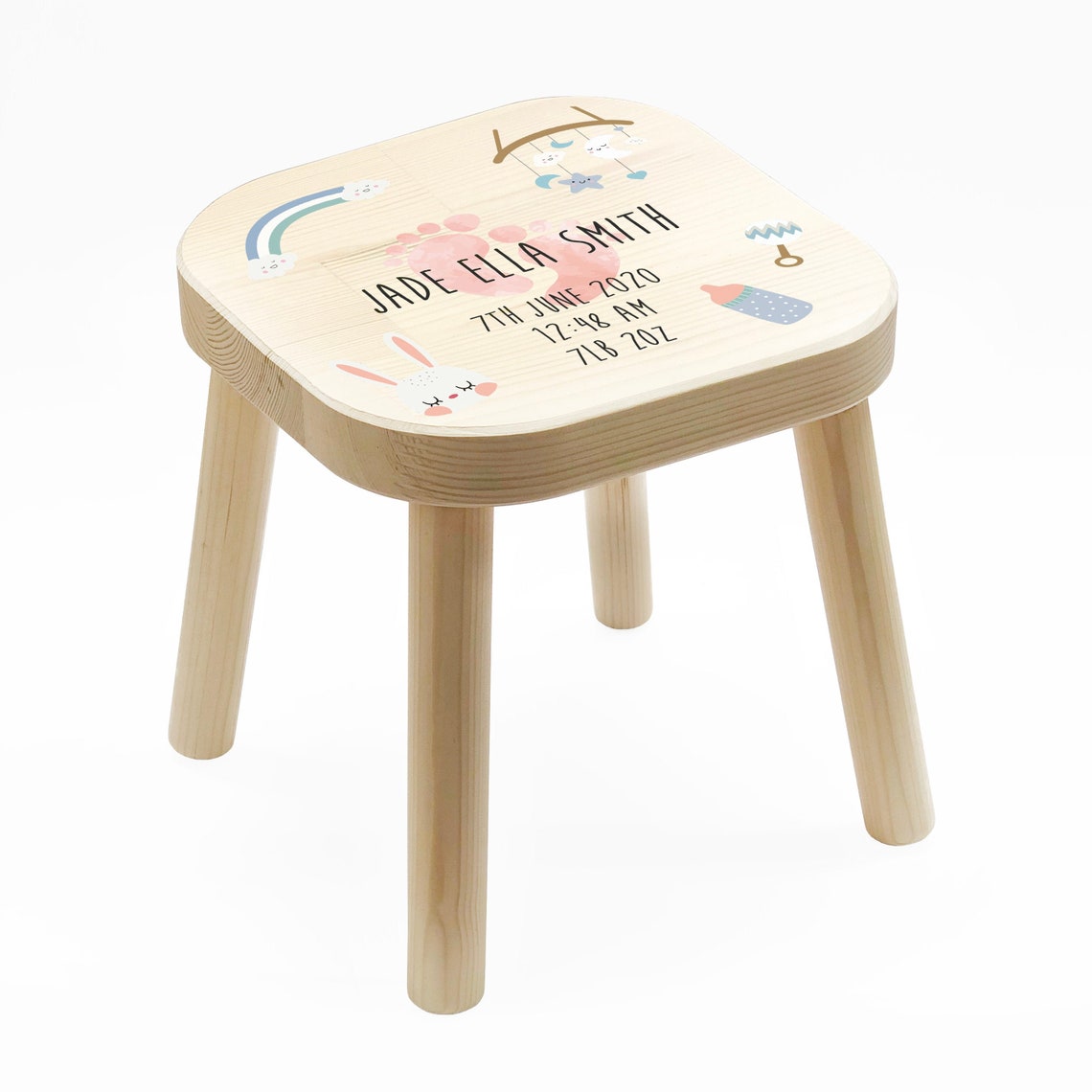 Personalised Children's Wooden Stool New Baby Keepsake Etsy UK