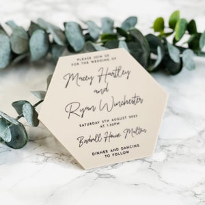 Hexagon Acrylic Wedding Invitation: Custom Luxury Stationery