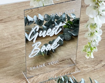 Modern Acrylic Guest Book Sign For Wedding & Party Events - Wedding Décor Sign, Guest Book Sign, Please Sign Our Guest Book Signage