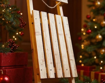 Rustic Wooden Sled: Vintage Christmas Home Decor