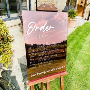 Modern Acrylic Order Of The Day Wedding Sign Timeline - Wedding Décor, Order Of Service Sign, Mirror, Pastel, Matt, Pearlescent, Shimmer