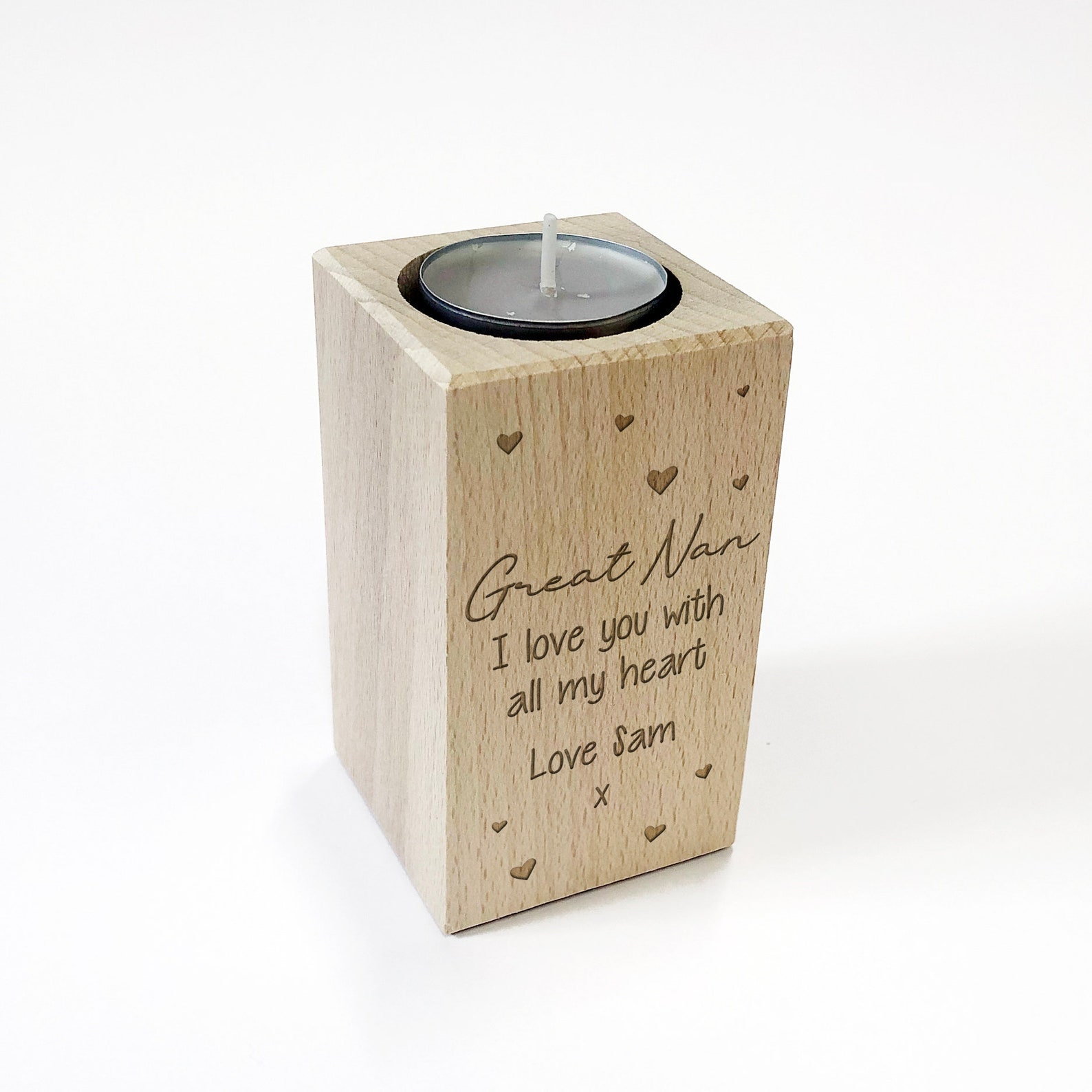 Personalised Wooden Tealight Candle Holder for GREAT NAN Etsy