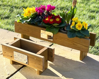 Handmade Wooden Garden Planter Valentine's Day Gift With Personalised Mirror Plaque