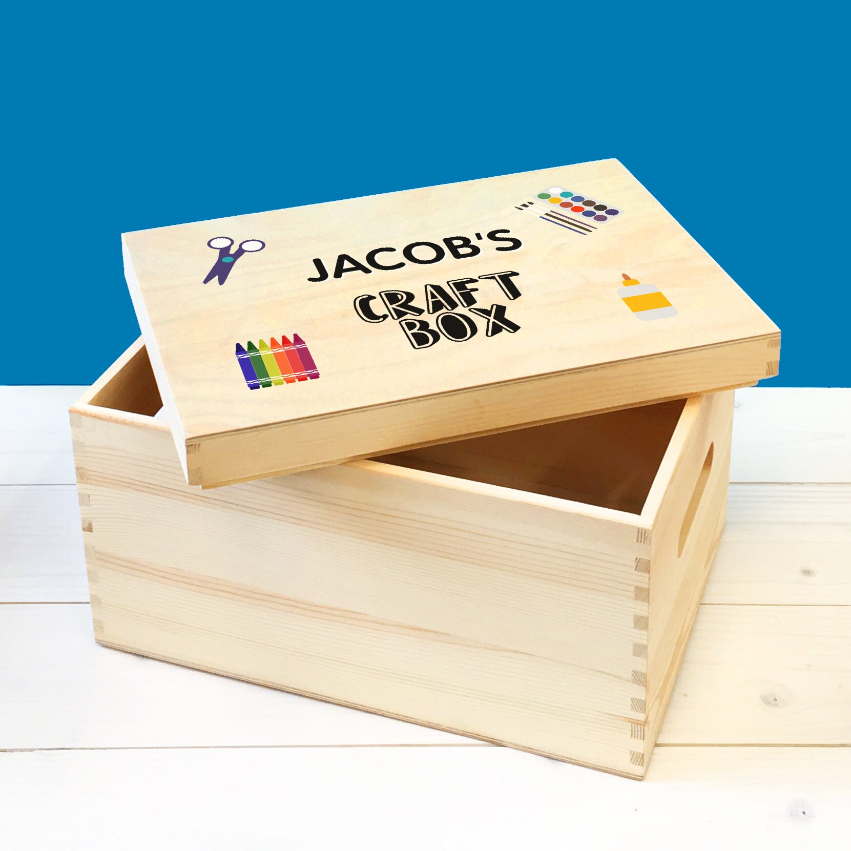 Personalised Children's Arts & Crafts Wooden Storage Box Etsy